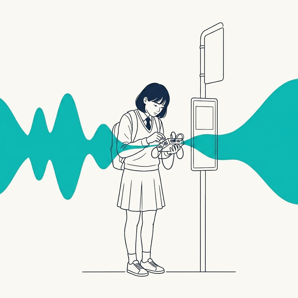 Bus stop voice guide app illustration